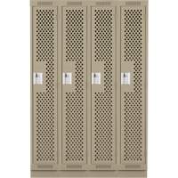 Clean Line Lockers, Bank of 4, 48" x 12" x 76", Steel, Beige, Rivet (Assembled), Perforated Duraquip Inc