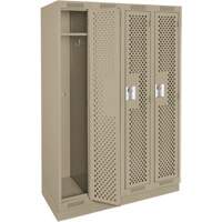 Clean Line Lockers, Bank of 4, 48" x 12" x 76", Steel, Beige, Rivet (Assembled), Perforated Duraquip Inc