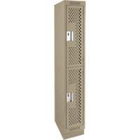 Clean Line Lockers, 2 -tier, 12" x 12" x 76", Steel, Beige, Rivet (Assembled), Perforated Duraquip Inc