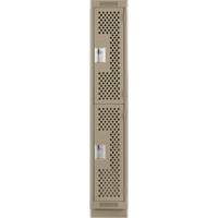 Clean Line Lockers, 2 -tier, 12" x 12" x 76", Steel, Beige, Rivet (Assembled), Perforated Duraquip Inc
