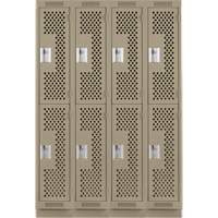 Clean Line Lockers, 2 -tier, Bank of 4, 48" x 15" x 76", Steel, Beige, Rivet (Assembled), Perforated Duraquip Inc