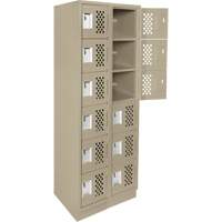 Assembled Lockerettes Clean Line Perforated Economy Lockers, 6 -tier, Bank of 2, 18" x 72" x 12", Steel Duraquip Inc