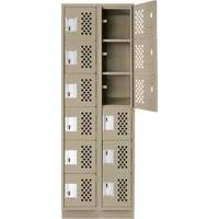 Assembled Lockerettes Clean Line Perforated Economy Lockers, 6 -tier, Bank of 2, 18" x 72" x 12", Steel Duraquip Inc