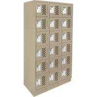 Assembled Lockerettes Clean Line Perforated Economy Lockers, 6 -tier, Bank of 3, 18" x 72" x 12", Steel Duraquip Inc