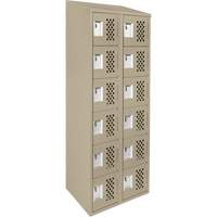 Assembled Lockerettes Clean Line Perforated Economy Lockers, 6 -tier, Bank of 2, 18" x 72" x 12", Steel Duraquip Inc