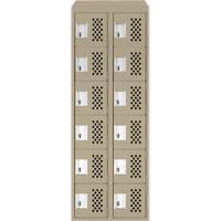 Assembled Lockerettes Clean Line Perforated Economy Lockers, 6 -tier, Bank of 2, 18" x 72" x 12", Steel Duraquip Inc