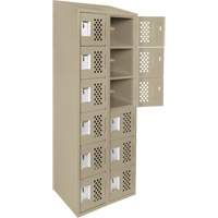 Assembled Lockerettes Clean Line Perforated Economy Lockers, 6 -tier, Bank of 2, 18" x 72" x 12", Steel Duraquip Inc
