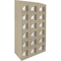 Assembled Lockerettes Clean Line Perforated Economy Lockers, 6 -tier, Bank of 3, 18" x 72" x 12", Steel Duraquip Inc