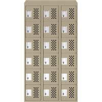 Assembled Lockerettes Clean Line Perforated Economy Lockers, 6 -tier, Bank of 3, 18" x 72" x 12", Steel Duraquip Inc