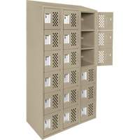 Assembled Lockerettes Clean Line Perforated Economy Lockers, 6 -tier, Bank of 3, 18" x 72" x 12", Steel Duraquip Inc