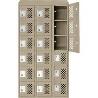 Assembled Lockerettes Clean Line Perforated Economy Lockers, 6 -tier, Bank of 3, 18" x 72" x 12", Steel Duraquip Inc