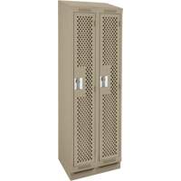 Clean Line Lockers, Bank of 2, 24" x 18" x 82", Steel, Beige, Rivet (Assembled), Perforated Duraquip Inc