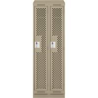 Clean Line Lockers, Bank of 2, 24" x 18" x 82", Steel, Beige, Rivet (Assembled), Perforated Duraquip Inc