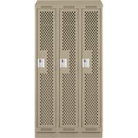 Clean Line Lockers, Bank of 3, 36" x 18" x 82", Steel, Beige, Rivet (Assembled), Perforated Duraquip Inc