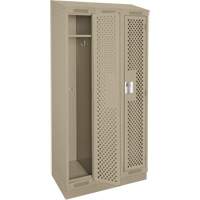 Clean Line Lockers, Bank of 3, 36" x 18" x 82", Steel, Beige, Rivet (Assembled), Perforated Duraquip Inc