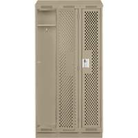 Clean Line Lockers, Bank of 3, 36" x 18" x 82", Steel, Beige, Rivet (Assembled), Perforated Duraquip Inc