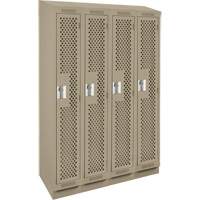 Clean Line Lockers, Bank of 4, 48" x 18" x 82", Steel, Beige, Rivet (Assembled), Perforated Duraquip Inc
