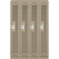 Clean Line Lockers, Bank of 4, 48" x 18" x 82", Steel, Beige, Rivet (Assembled), Perforated Duraquip Inc
