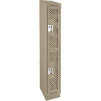 Clean Line Lockers, 2 -tier, 12" x 12" x 82", Steel, Beige, Rivet (Assembled), Perforated Duraquip Inc