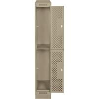 Clean Line Lockers, 2 -tier, 12" x 12" x 82", Steel, Beige, Rivet (Assembled), Perforated Duraquip Inc