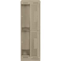 Clean Line Lockers, 2 -tier, Bank of 2, 24" x 12" x 82", Steel, Beige, Rivet (Assembled), Perforated Duraquip Inc