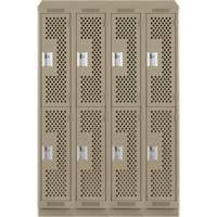 Clean Line Lockers, 2 -tier, Bank of 4, 48" x 12" x 82", Steel, Beige, Rivet (Assembled), Perforated Duraquip Inc