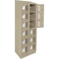 Assembled Lockerettes Clean Line Perforated Economy Lockers, 6 -tier, Bank of 2, 18" x 72" x 12", Steel Duraquip Inc