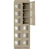 Assembled Lockerettes Clean Line Perforated Economy Lockers, 6 -tier, Bank of 2, 18" x 72" x 12", Steel Duraquip Inc