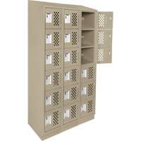Assembled Lockerettes Clean Line Perforated Economy Lockers, 6 -tier, Bank of 3, 18" x 72" x 12", Steel Duraquip Inc