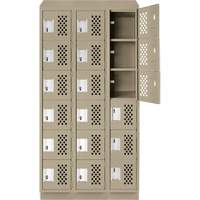 Assembled Lockerettes Clean Line Perforated Economy Lockers, 6 -tier, Bank of 3, 18" x 72" x 12", Steel Duraquip Inc
