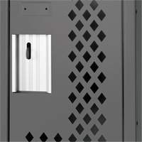 Clean Line Lockers, 2 -tier, 12" x 12" x 72", Steel, Charcoal, Rivet (Assembled), Perforated Duraquip Inc