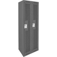 Clean Line Lockers, Bank of 2, 24" x 12" x 72", Steel, Charcoal, Rivet (Assembled), Perforated Duraquip Inc
