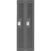 Clean Line Lockers, Bank of 2, 24" x 12" x 72", Steel, Charcoal, Rivet (Assembled), Perforated Duraquip Inc