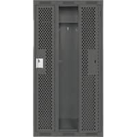 Clean Line Lockers, Bank of 3, 36" x 12" x 72", Steel, Charcoal, Rivet (Assembled), Perforated Duraquip Inc