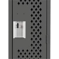 Clean Line Lockers, Bank of 3, 36" x 12" x 72", Steel, Charcoal, Rivet (Assembled), Perforated Duraquip Inc