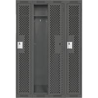 Clean Line Lockers, Bank of 4, 48" x 12" x 72", Steel, Charcoal, Rivet (Assembled), Perforated Duraquip Inc