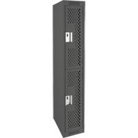 Clean Line Lockers, 2 -tier, 12" x 12" x 72", Steel, Charcoal, Rivet (Assembled), Perforated Duraquip Inc