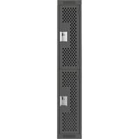 Clean Line Lockers, 2 -tier, 12" x 12" x 72", Steel, Charcoal, Rivet (Assembled), Perforated Duraquip Inc
