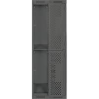 Clean Line Lockers, 2 -tier, Bank of 2, 24" x 12" x 72", Steel, Charcoal, Rivet (Assembled), Perforated Duraquip Inc