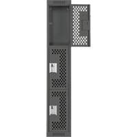 Clean Line Lockers, 3 -tier, 12" x 12" x 72", Steel, Charcoal, Rivet (Assembled), Perforated Duraquip Inc