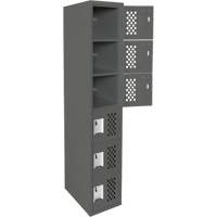Assembled Lockerettes Clean Line Perforated Economy Lockers, 6 -tier, 18" x 72" x 12", Steel Duraquip Inc