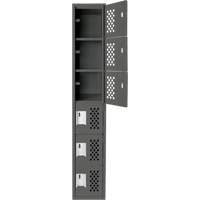 Assembled Lockerettes Clean Line Perforated Economy Lockers, 6 -tier, 18" x 72" x 12", Steel Duraquip Inc