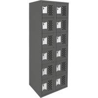 Assembled Lockerettes Clean Line Perforated Economy Lockers, 6 -tier, Bank of 2, 18" x 72" x 12", Steel Duraquip Inc