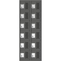 Assembled Lockerettes Clean Line Perforated Economy Lockers, 6 -tier, Bank of 2, 18" x 72" x 12", Steel Duraquip Inc