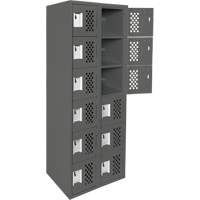 Assembled Lockerettes Clean Line Perforated Economy Lockers, 6 -tier, Bank of 2, 18" x 72" x 12", Steel Duraquip Inc