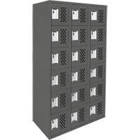 Assembled Lockerettes Clean Line Perforated Economy Lockers, 6 -tier, Bank of 3, 18" x 72" x 12", Steel Duraquip Inc