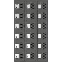 Assembled Lockerettes Clean Line Perforated Economy Lockers, 6 -tier, Bank of 3, 18" x 72" x 12", Steel Duraquip Inc