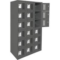 Assembled Lockerettes Clean Line Perforated Economy Lockers, 6 -tier, Bank of 3, 18" x 72" x 12", Steel Duraquip Inc