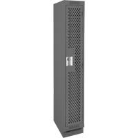 Clean Line Lockers, 12" x 12" x 76", Steel, Charcoal, Rivet (Assembled), Perforated Duraquip Inc