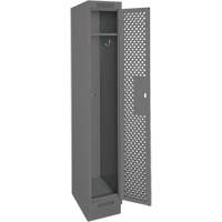 Clean Line Lockers, 12" x 12" x 76", Steel, Charcoal, Rivet (Assembled), Perforated Duraquip Inc